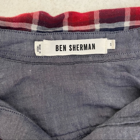 Ben Sherman double-cloth reversible button up shirt, plaid / chambray - Picture 6 of 7